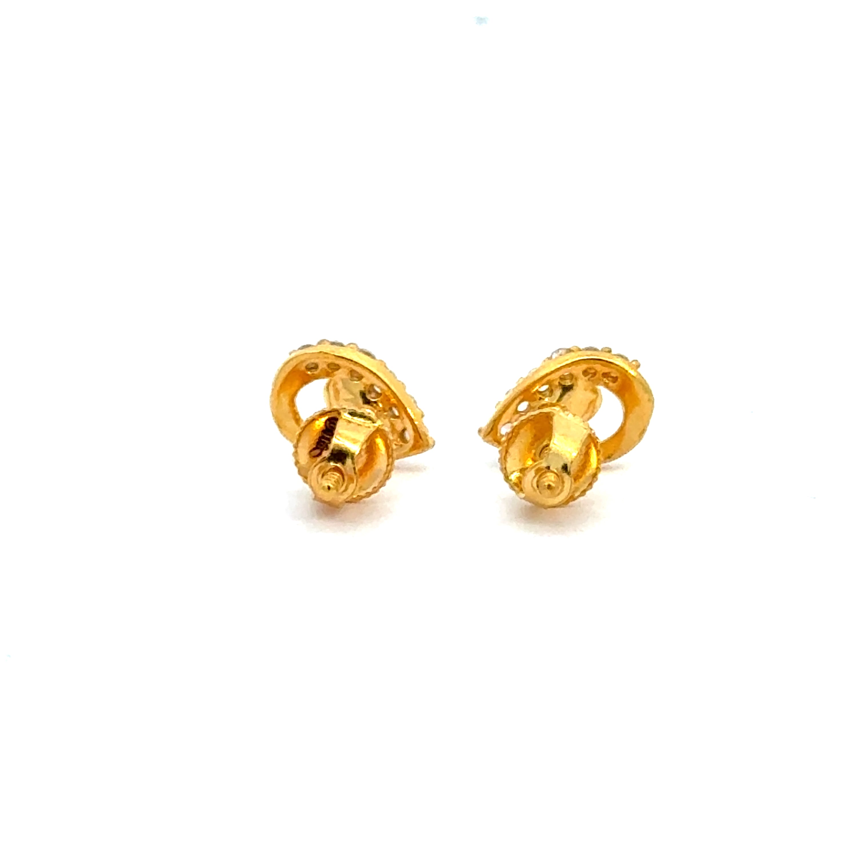 22k Yellow Cubic Zirconia Stud Fancy Earrings with gold weight of 1.97g