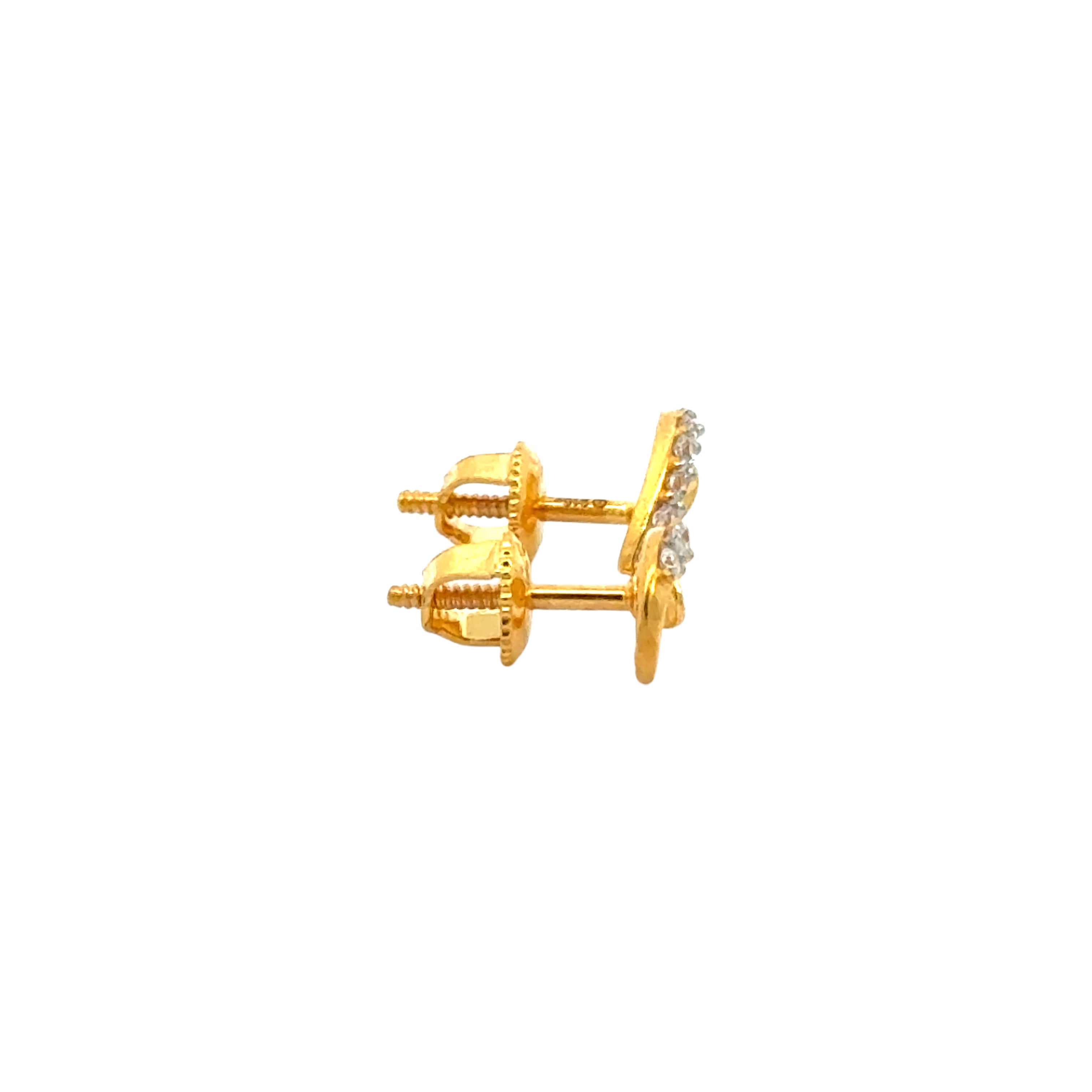 22k Yellow Cubic Zirconia Stud Fancy Earrings with gold weight of 1.97g