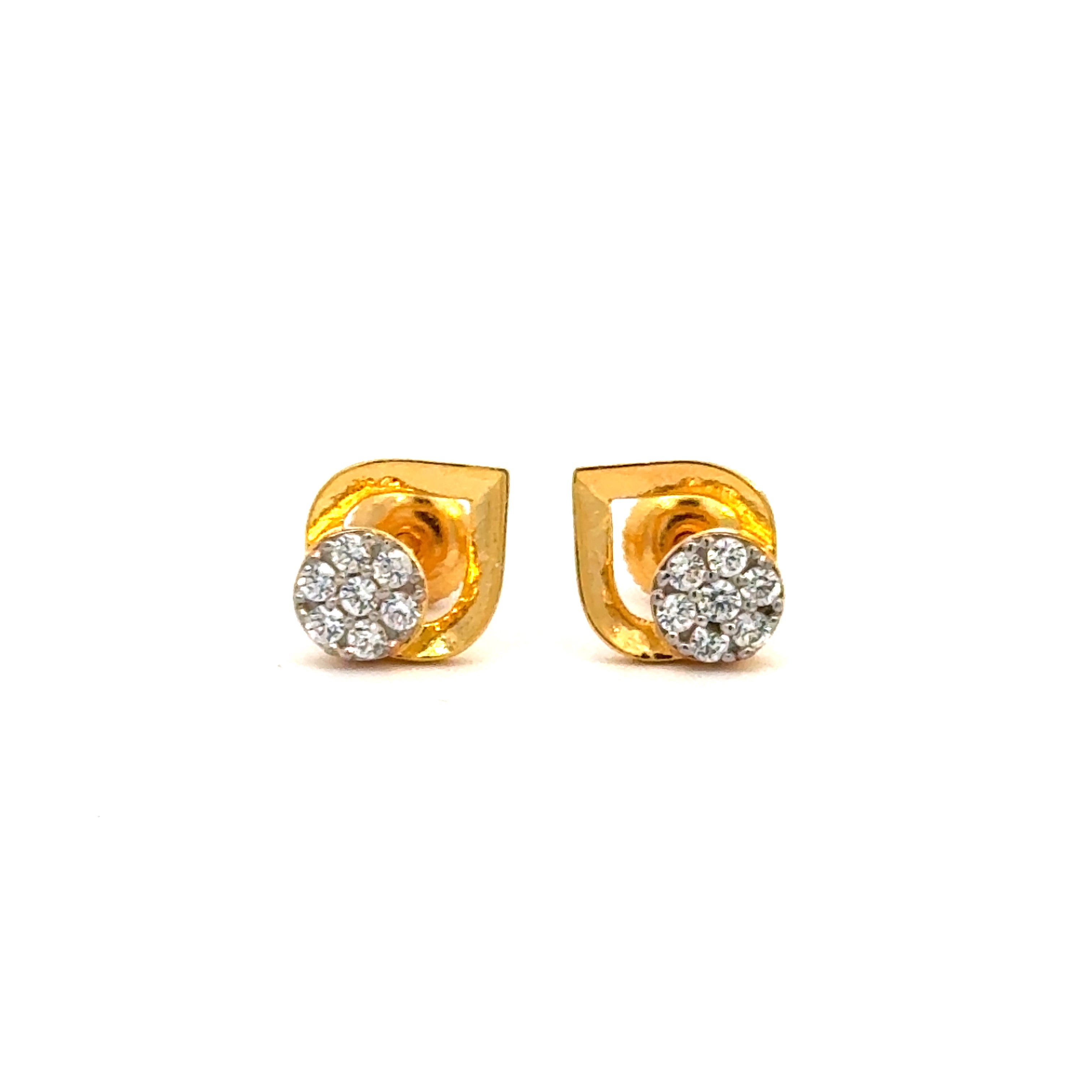 22k Yellow Cubic Zirconia Stud Fancy Earrings with gold weight of 2.37g