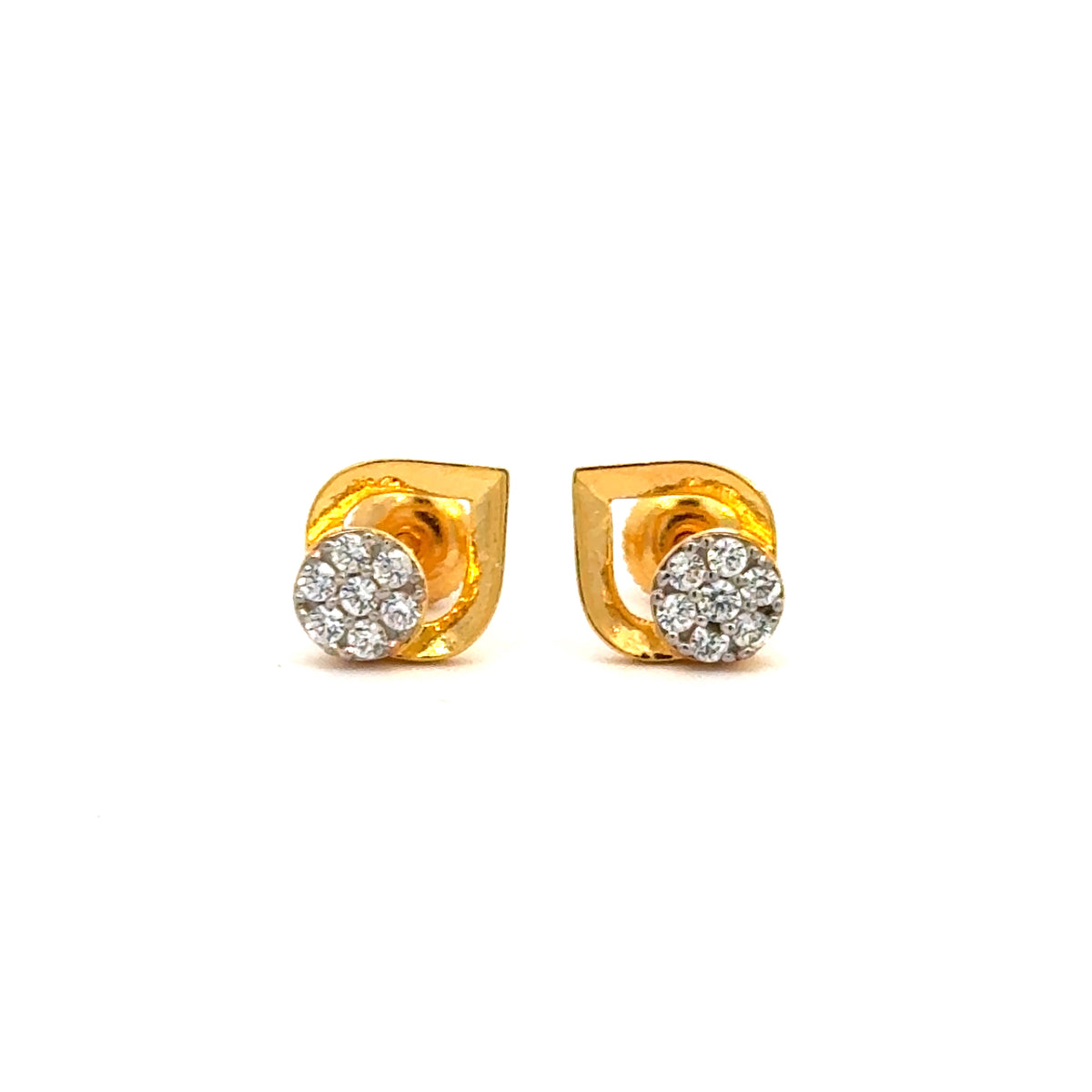 22k Yellow Cubic Zirconia Stud Fancy Earrings with gold weight of 2.37g