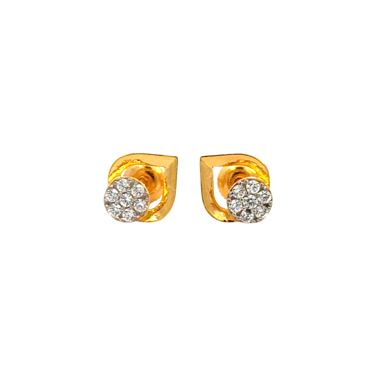 22k Yellow Cubic Zirconia Stud Fancy Earrings with gold weight of 2.37g
