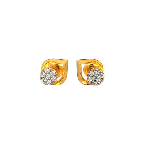 22k Yellow Cubic Zirconia Stud Fancy Earrings with gold weight of 2.37g