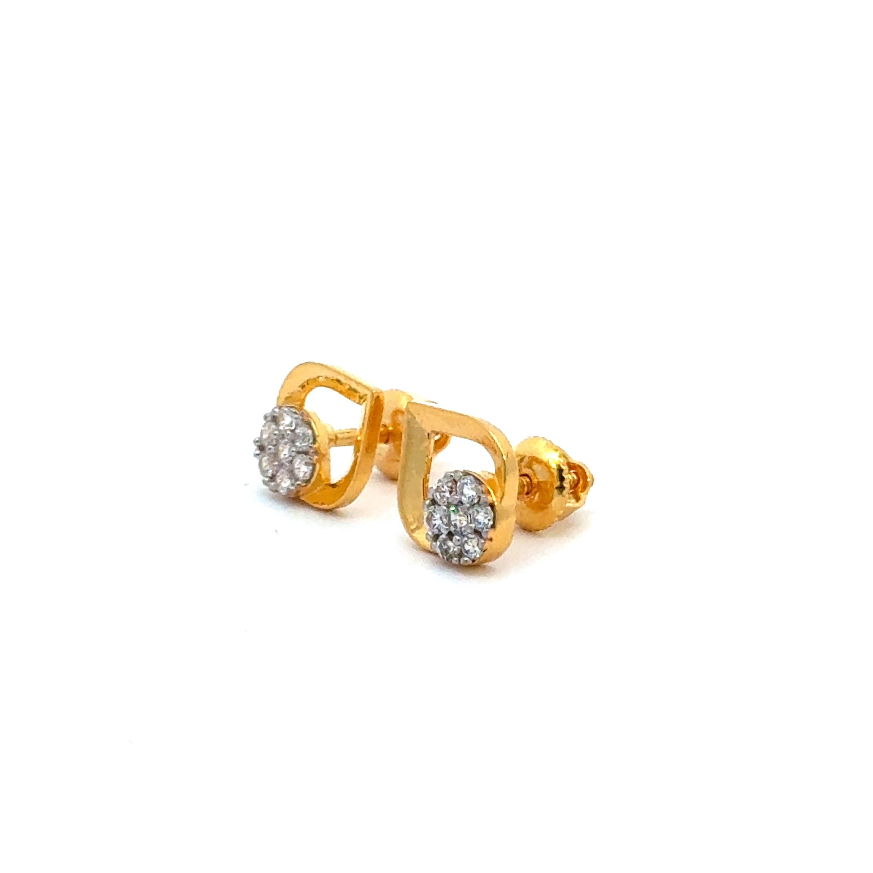 22k Yellow Cubic Zirconia Stud Fancy Earrings with gold weight of 2.37g