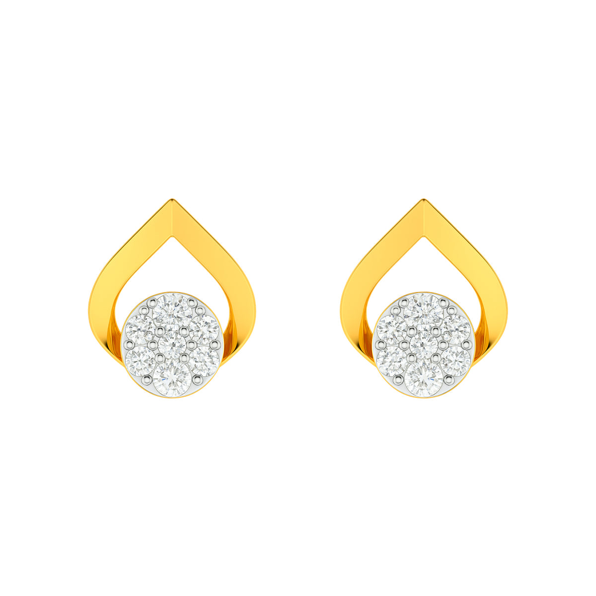 22k Yellow Cubic Zirconia Stud Fancy Earrings with gold weight of 2.37g