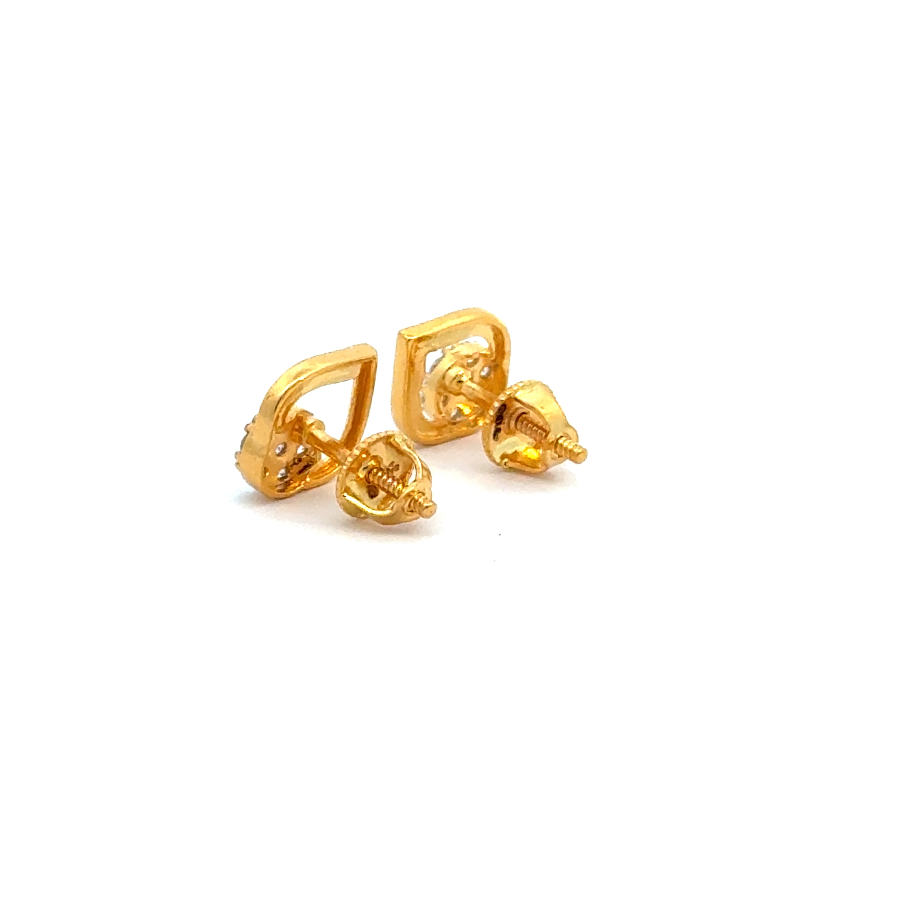 22k Yellow Cubic Zirconia Stud Fancy Earrings with gold weight of 2.37g