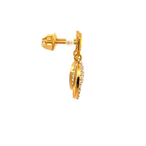 22k Yellow Cubic Zirconia Stud Dangler Earrings with gold weight of 3.57g