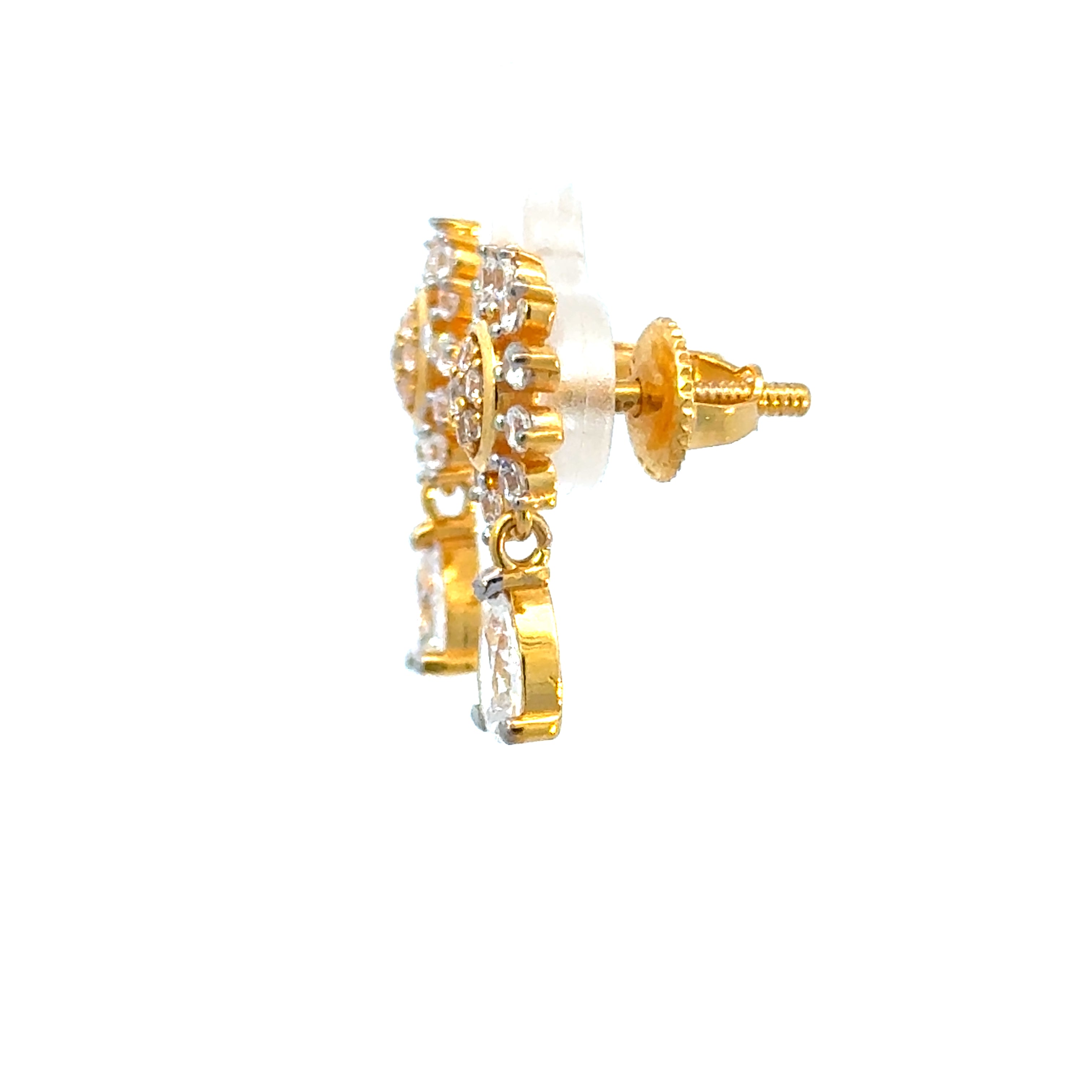 22k Yellow Cubic Zirconia Stud Dangler Earrings with gold weight of 5.13g