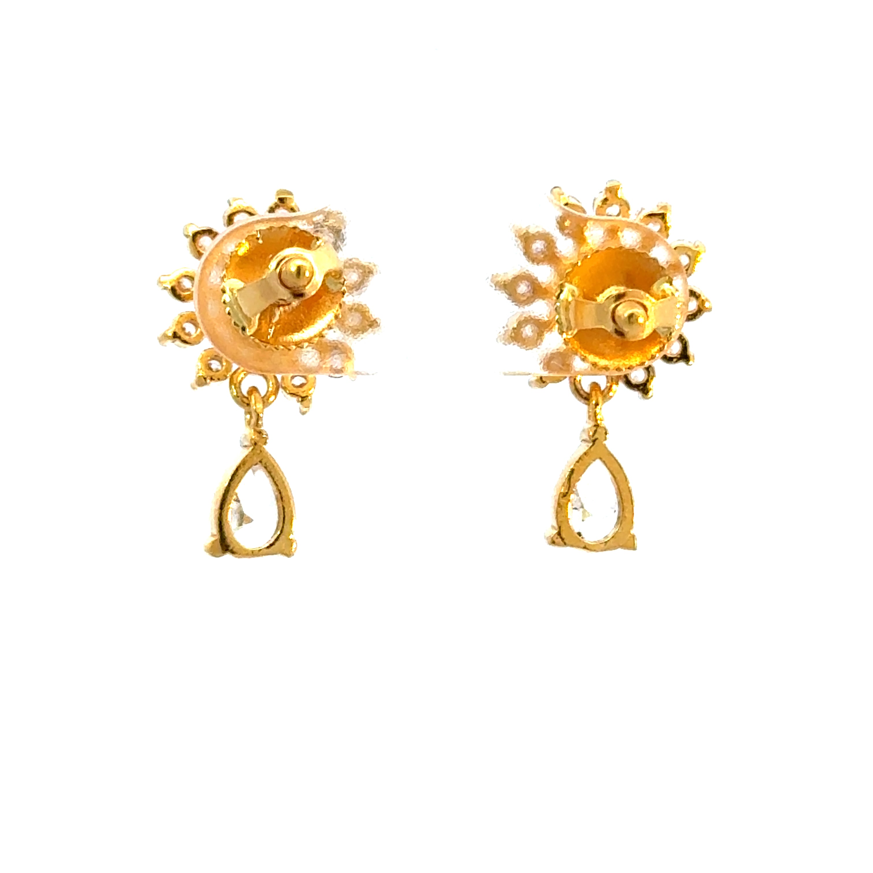 22k Yellow Cubic Zirconia Stud Dangler Earrings with gold weight of 5.13g