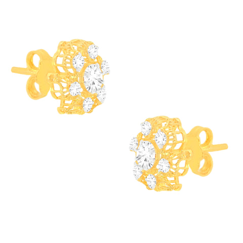 22k Yellow Cubic Zirconia Stud Earrings with gold weight of 3.64g