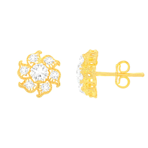 22k Yellow Cubic Zirconia Stud Earrings with gold weight of 3.64g