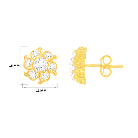22k Yellow Cubic Zirconia Stud Earrings with gold weight of 3.64g