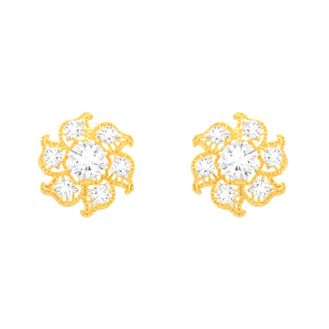 22k Yellow Cubic Zirconia Stud Earrings with gold weight of 3.64g