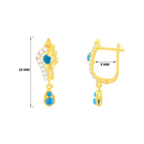 22k Yellow Cubic Zirconia Huggies Firoza Earrings with gold weight of 3.78g