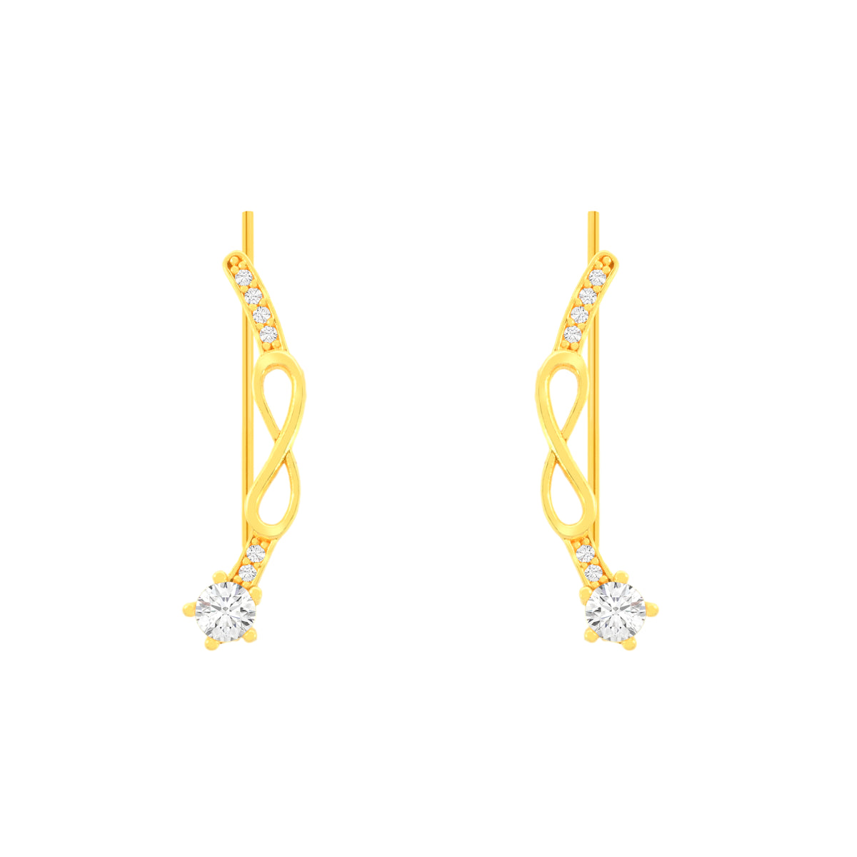 22k Yellow Cubic Zirconia Fancy Ear Climber Earrings with gold weight of 2.77g