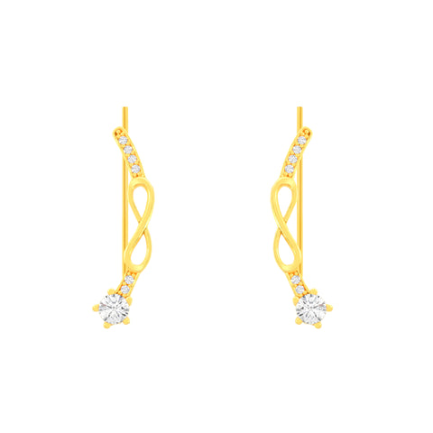 22k Yellow Cubic Zirconia Fancy Ear Climber Earrings with gold weight of 2.77g