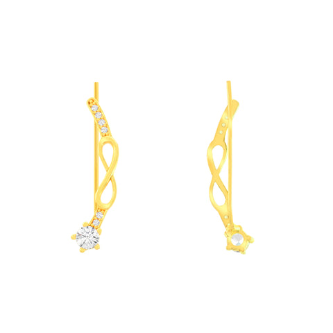 22k Yellow Cubic Zirconia Fancy Ear Climber Earrings with gold weight of 2.77g