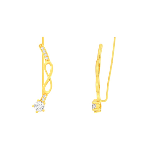 22k Yellow Cubic Zirconia Fancy Ear Climber Earrings with gold weight of 2.77g