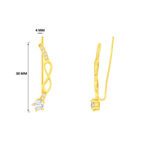 22k Yellow Cubic Zirconia Fancy Ear Climber Earrings with gold weight of 2.77g