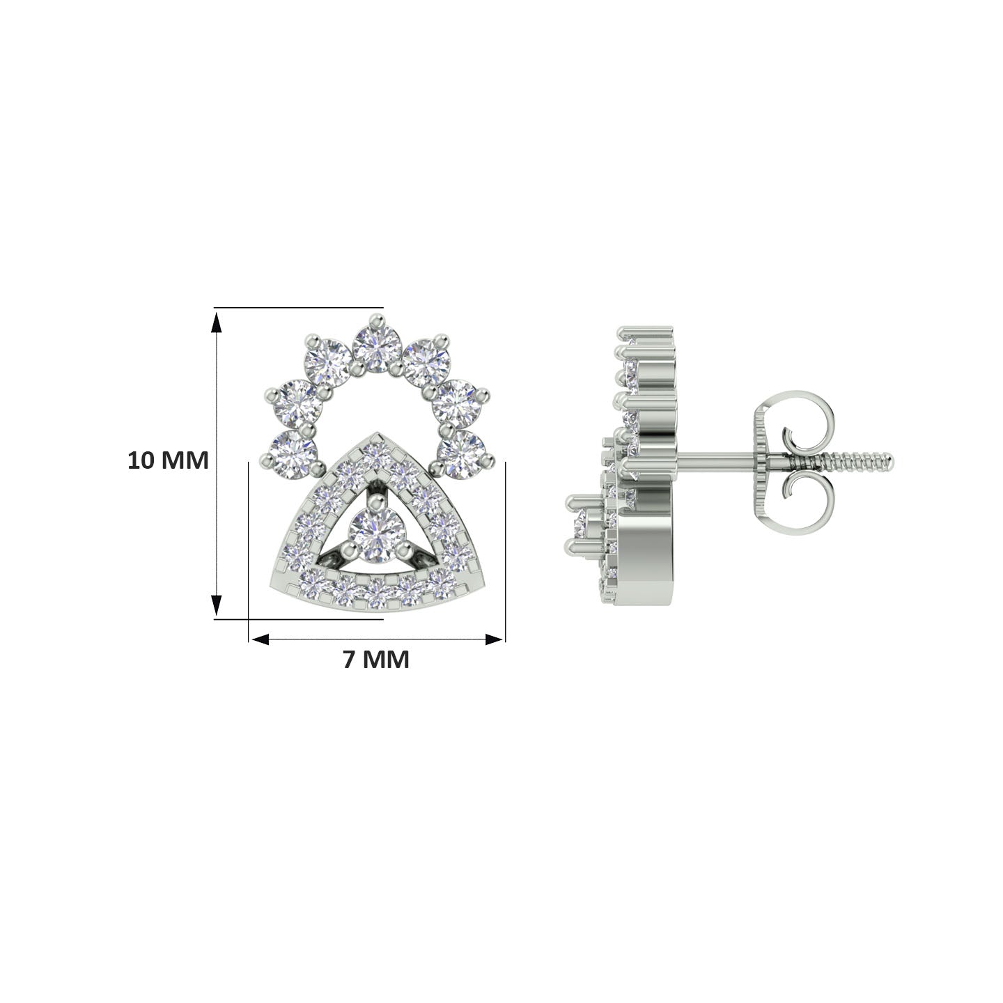 18k White Gold and Diamond Stud with gold weight of 2.21g