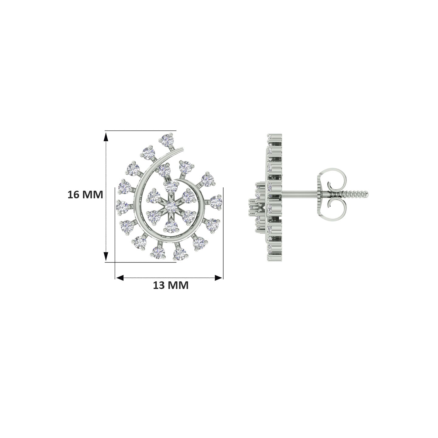 18k White Gold and Diamond Stud with gold weight of 4.17g