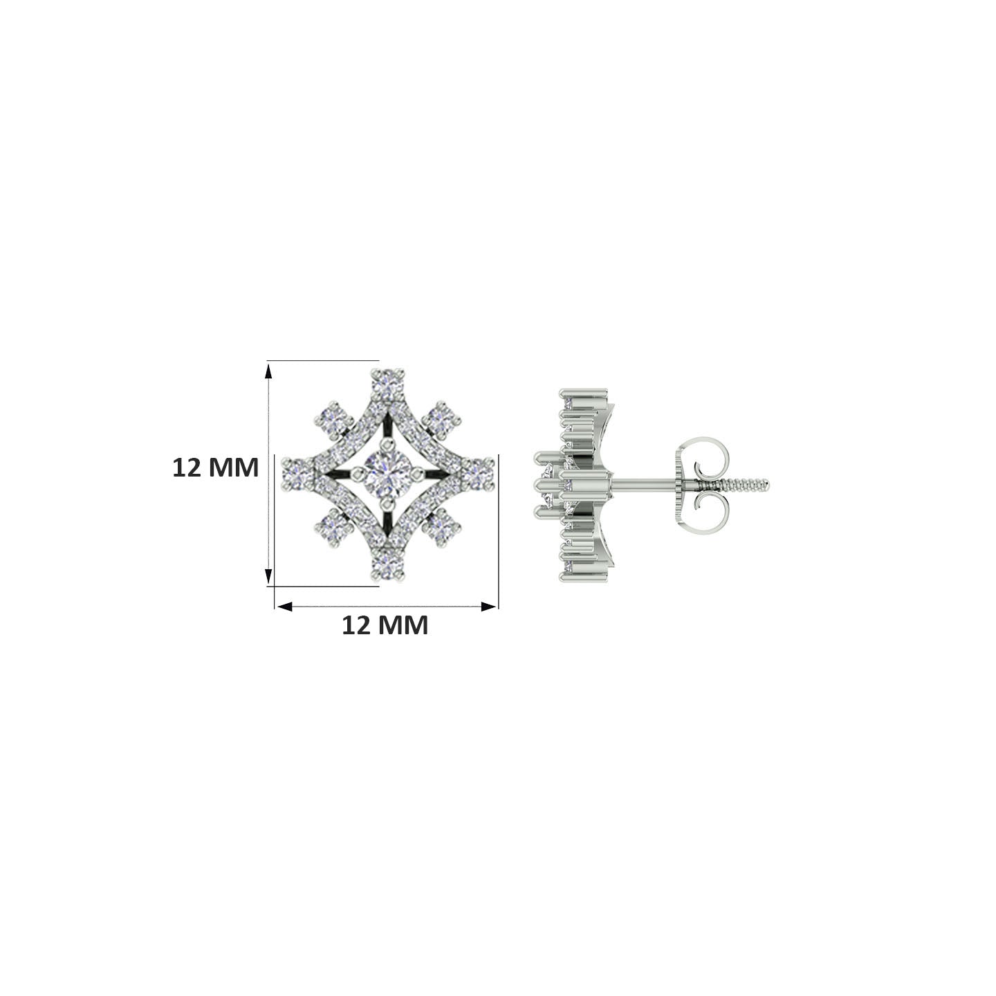 18k White Gold and Diamond Stud with gold weight of 3.63g