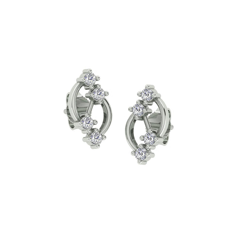 18k White Gold and Diamond Stud with gold weight of 1.31g