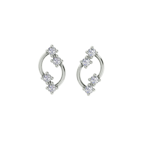 18k White Gold and Diamond Stud with gold weight of 1.31g
