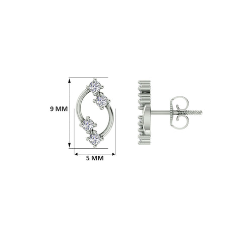 18k White Gold and Diamond Stud with gold weight of 1.31g