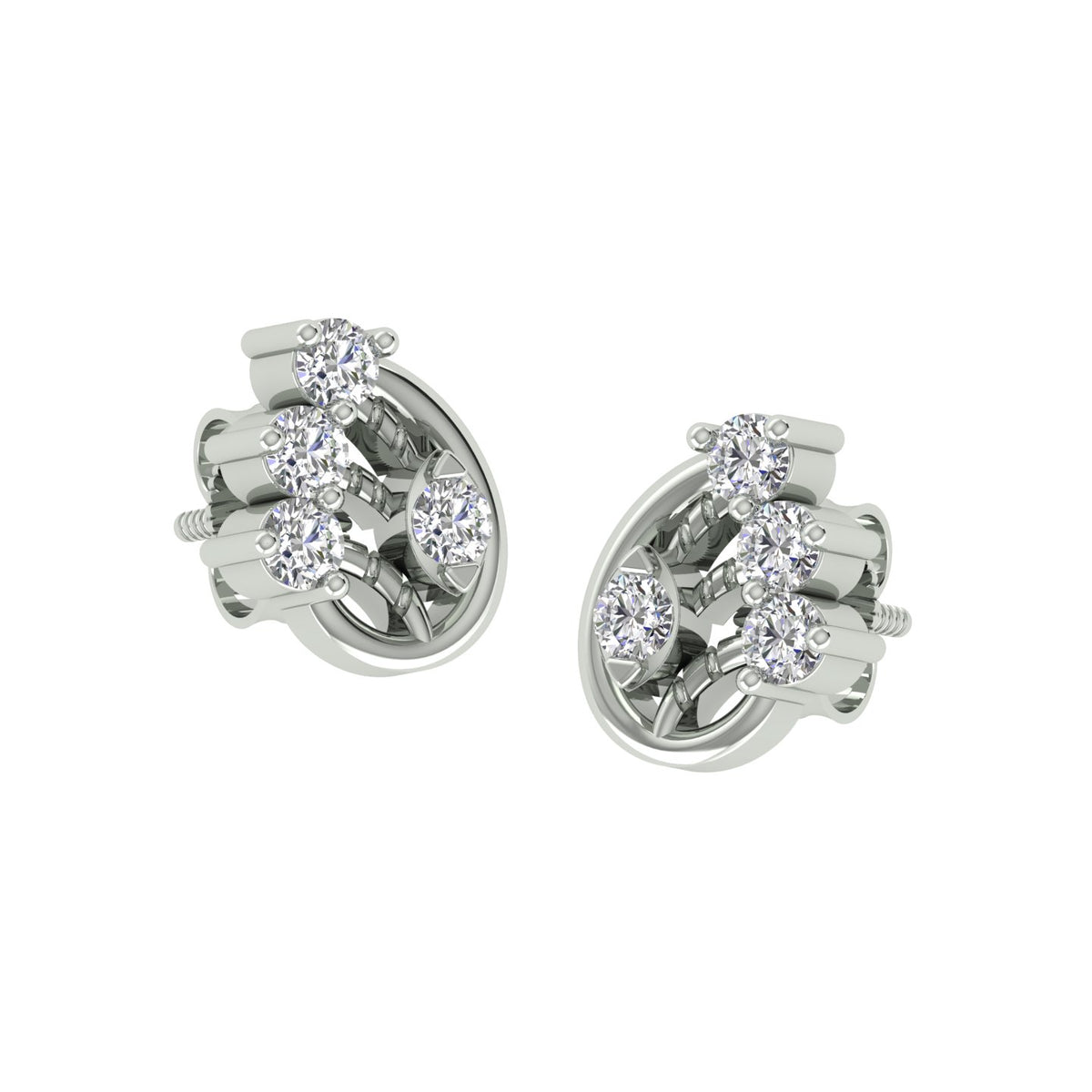 18k White Gold and Diamond Stud with gold weight of 1.83g