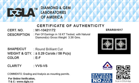 18k White Gold and Diamond Stud with gold weight of 3.36g