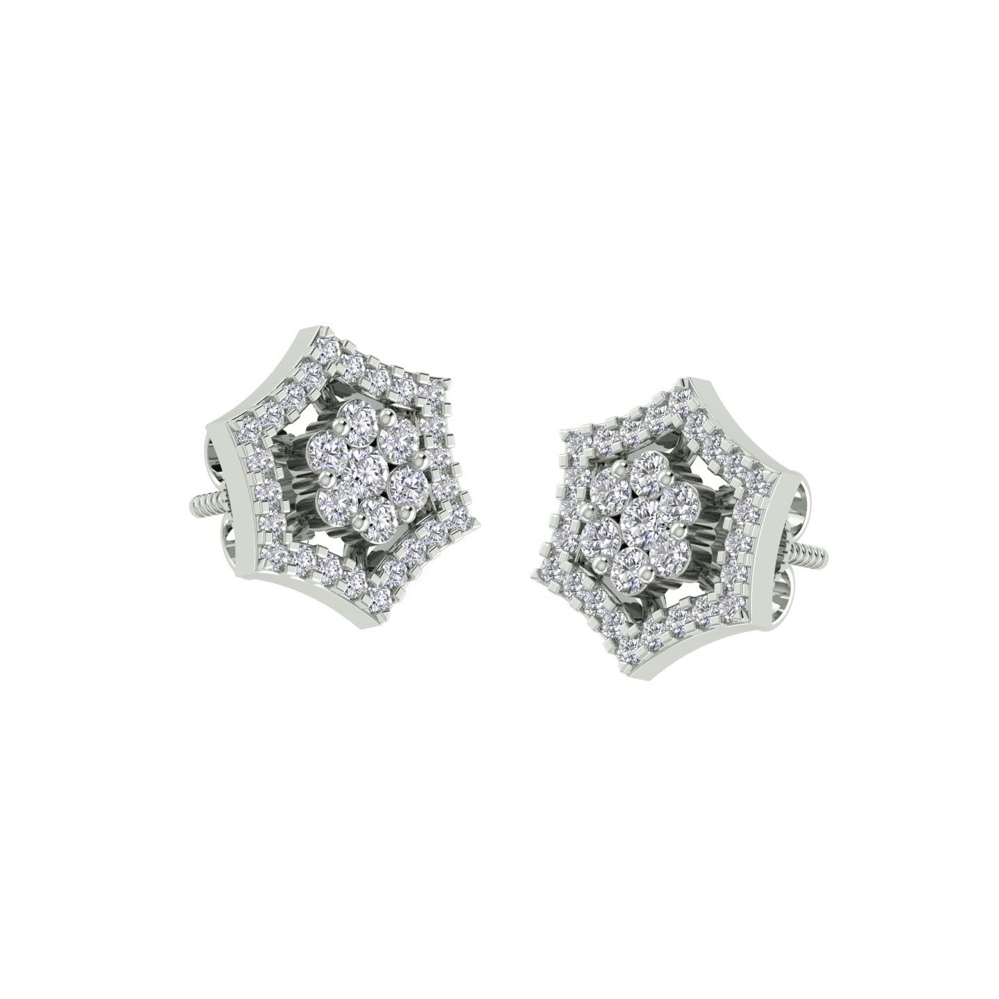 18k White Gold and Diamond Stud with gold weight of 2.23g