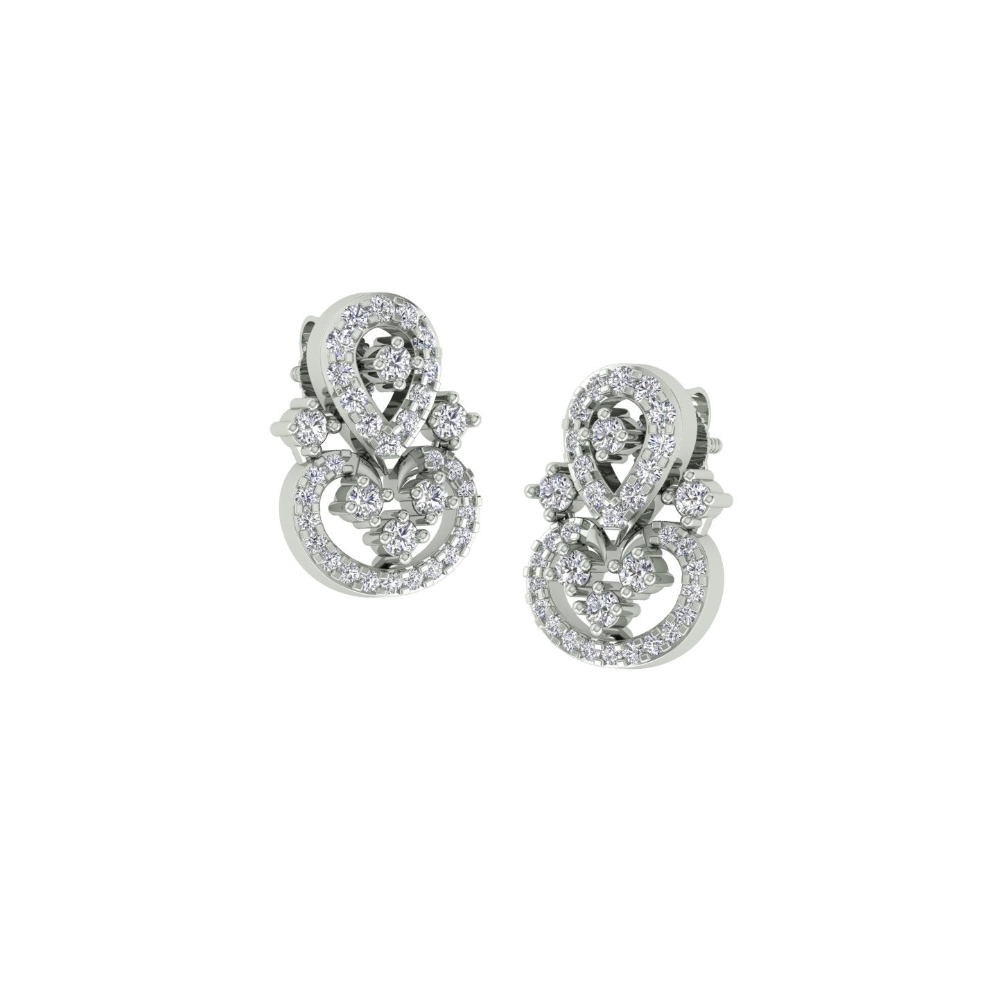 18k White Gold and Diamond Stud with gold weight of 2.61g