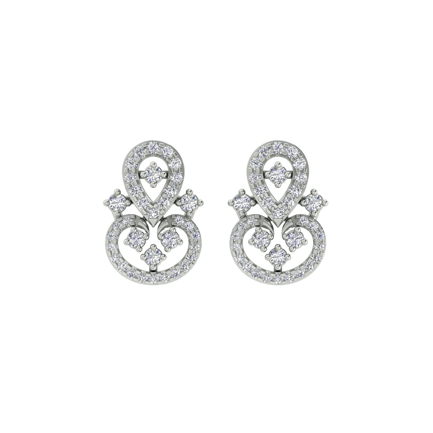 18k White Gold and Diamond Stud with gold weight of 2.61g