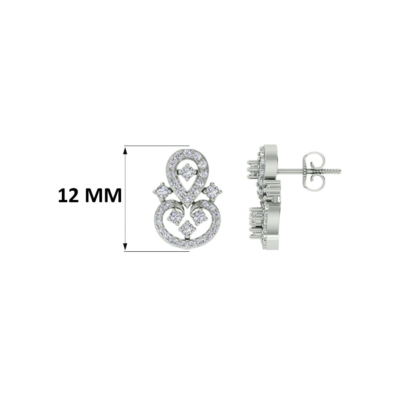 18k White Gold and Diamond Stud with gold weight of 2.61g