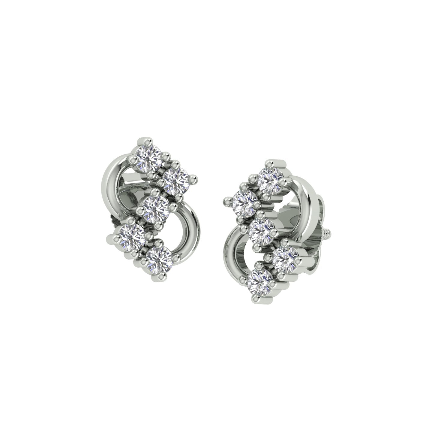 18k White Gold and Diamond Stud with gold weight of 1.56g