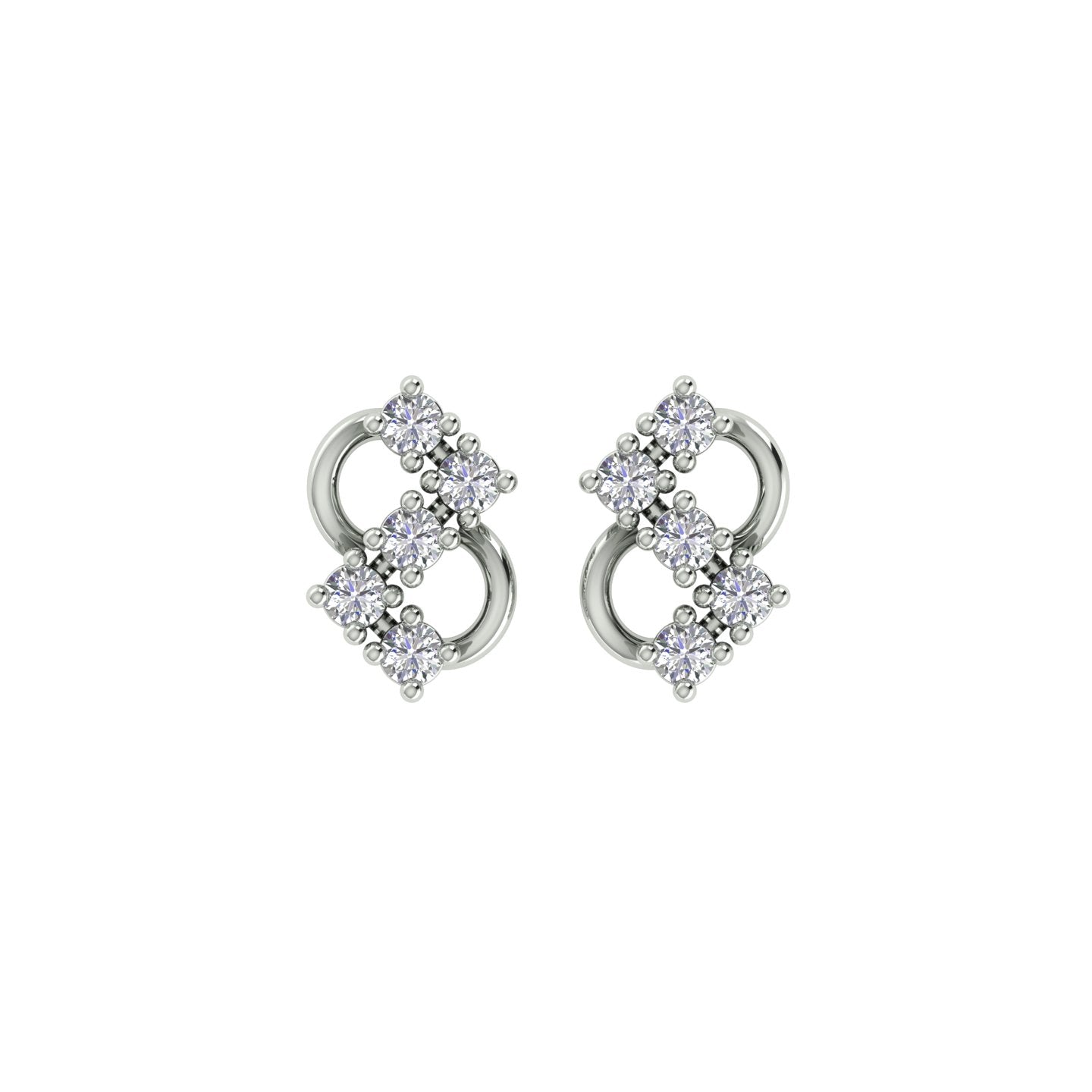 18k White Gold and Diamond Stud with gold weight of 1.56g