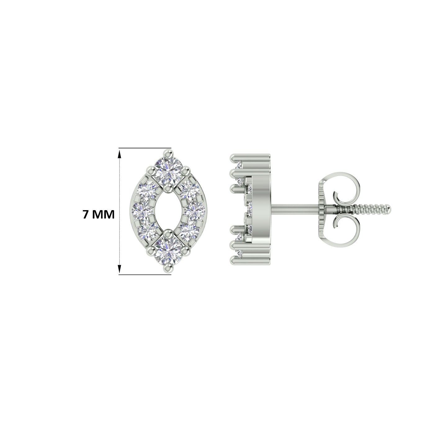 18k White Gold and Diamond Stud with gold weight of 1.36g