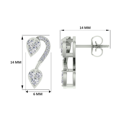 18k White Gold and Diamond Stud with gold weight of 2.17g