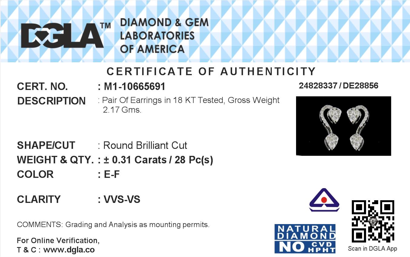 18k White Gold and Diamond Stud with gold weight of 2.17g