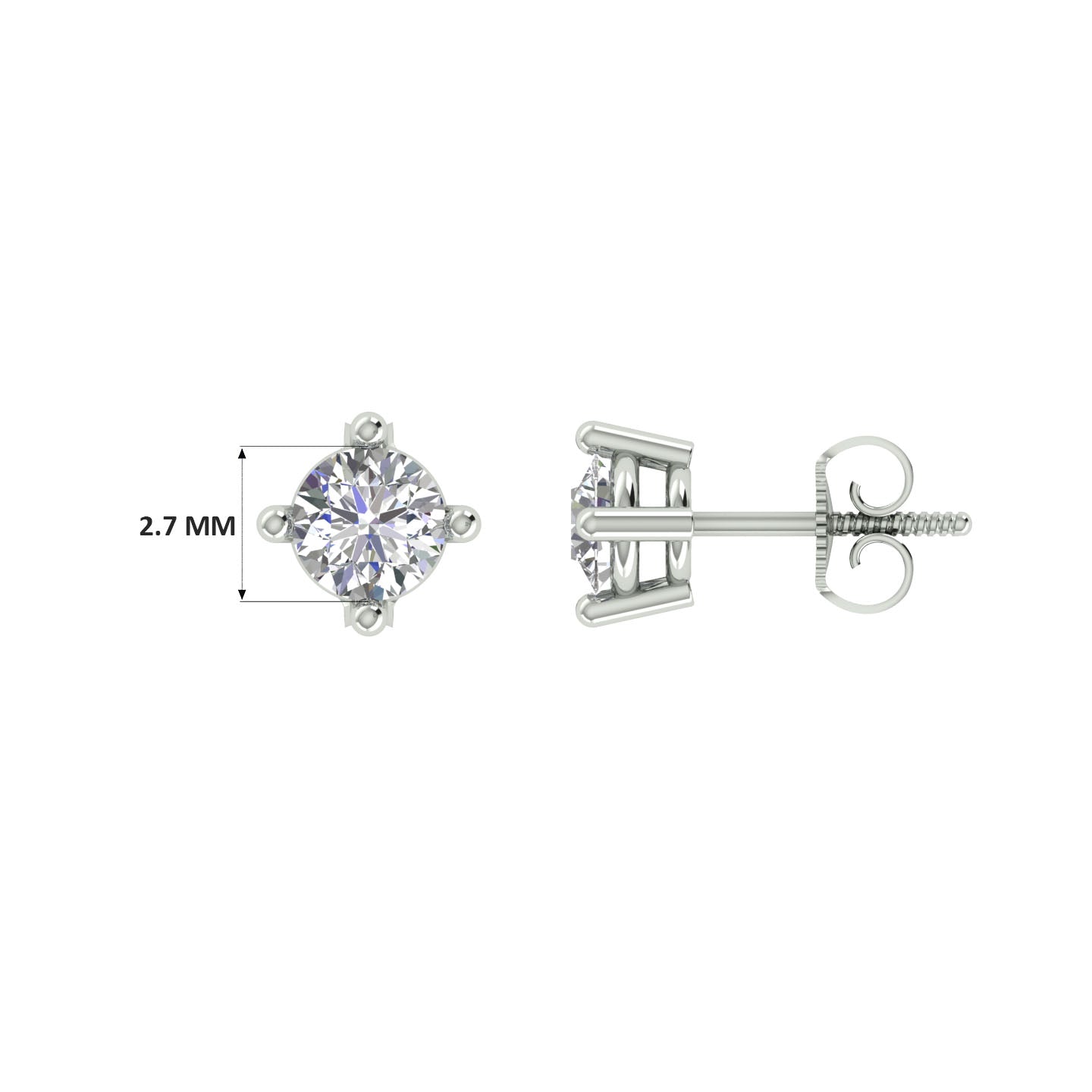 18k White Gold and Diamond Stud with gold weight of 1.32g