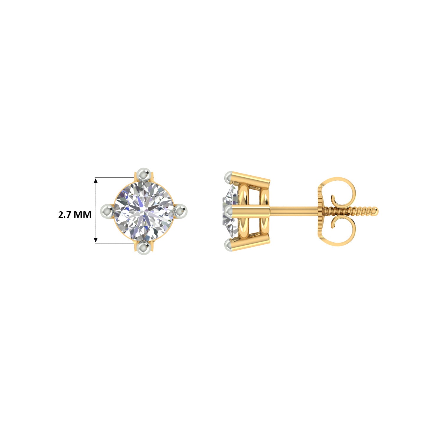 18k White Gold and Diamond Stud with gold weight of 1.32g