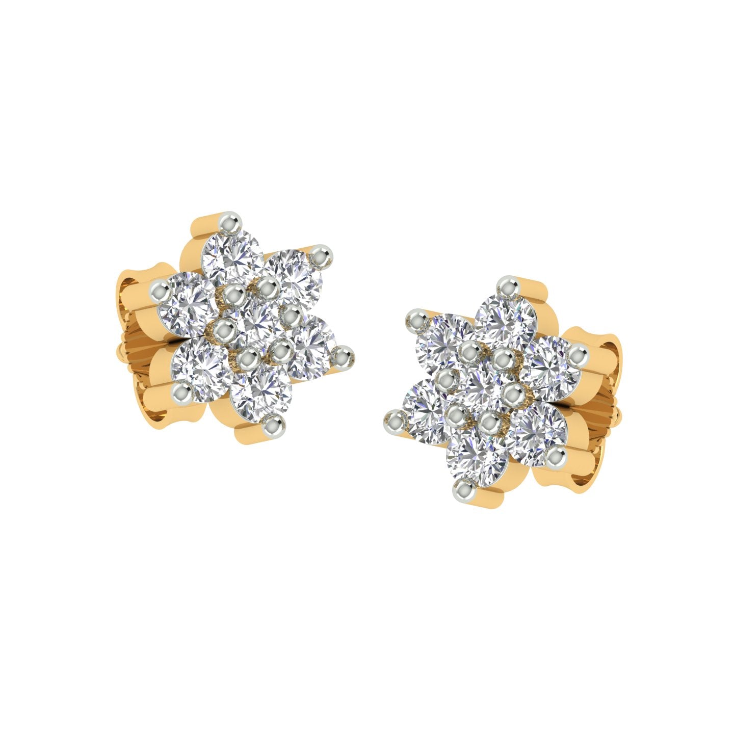 18k Yellow Gold and Diamond Stud with gold weight of 2.66g