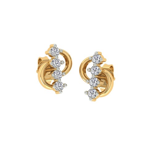 18k Yellow Gold and Diamond Stud with gold weight of 1.42g