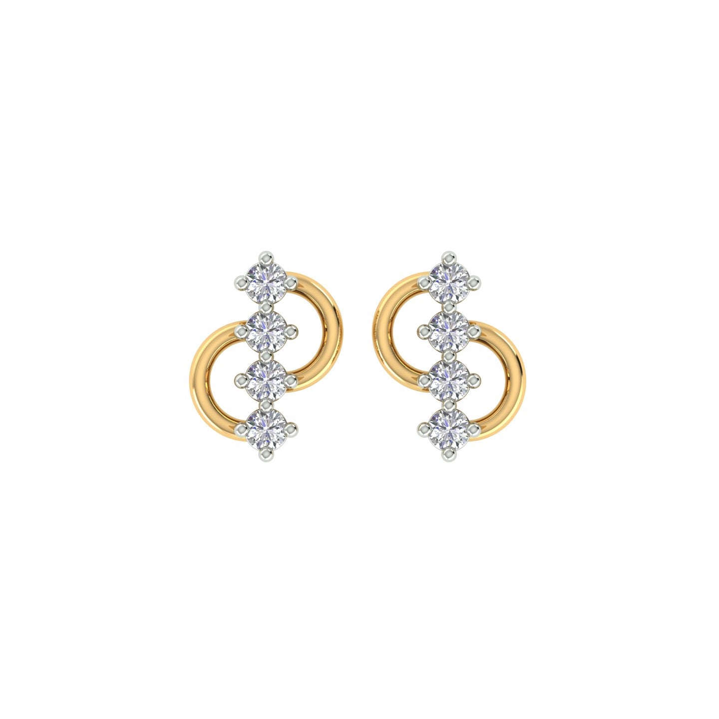 18k Yellow Gold and Diamond Stud with gold weight of 1.42g