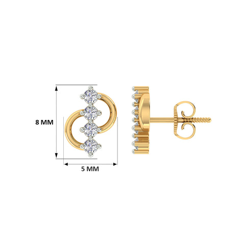 18k Yellow Gold and Diamond Stud with gold weight of 1.31g