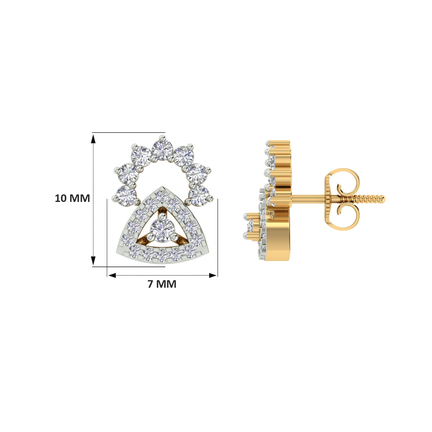 18k Yellow Gold and Diamond Stud with gold weight of 2.32g