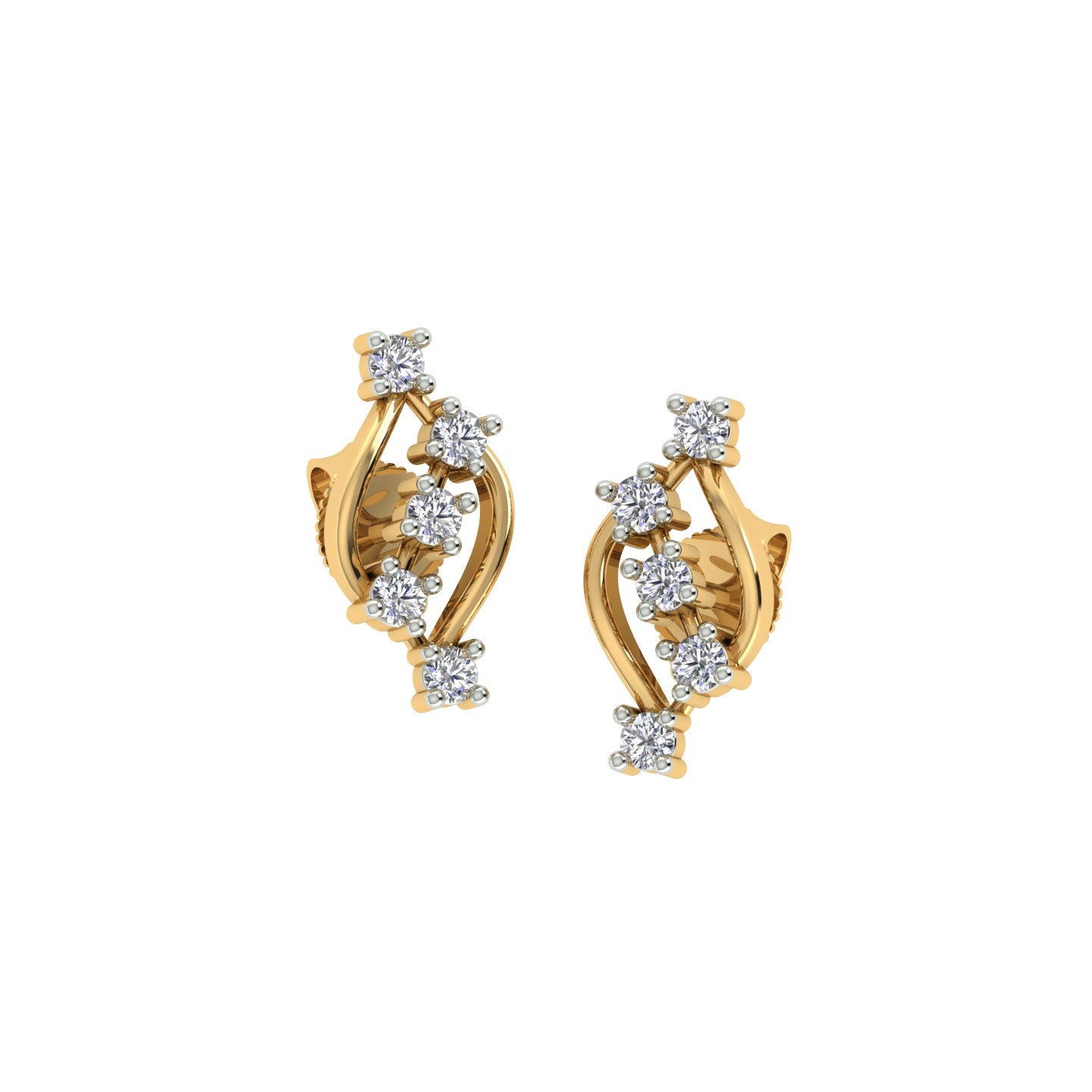 18k Yellow Gold and Diamond Stud with gold weight of 1.48g