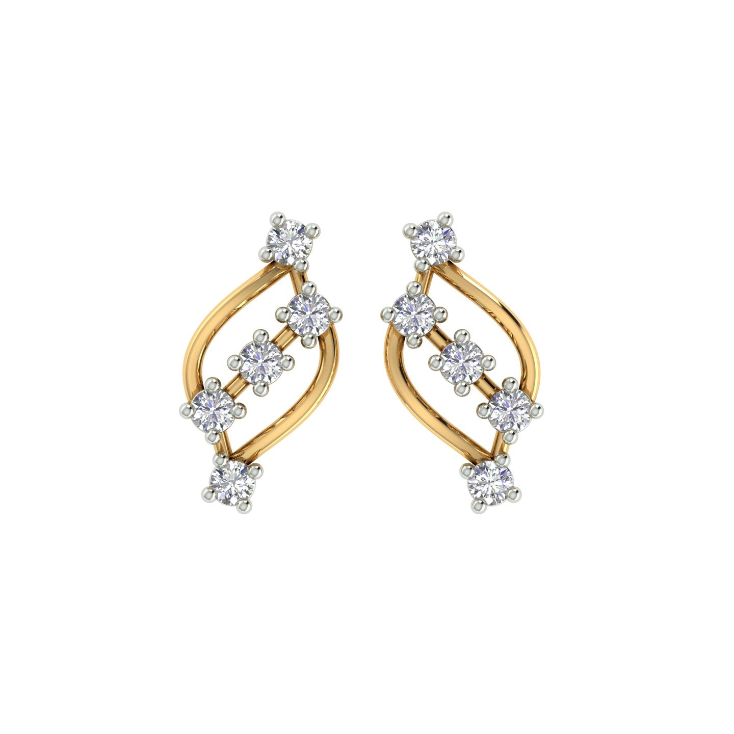 18k Yellow Gold and Diamond Stud with gold weight of 1.48g