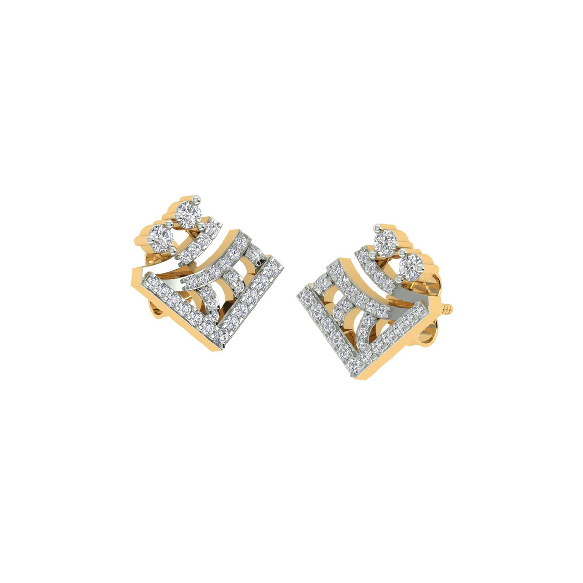 18k Yellow Gold and Diamond Stud with gold weight of 3.03g