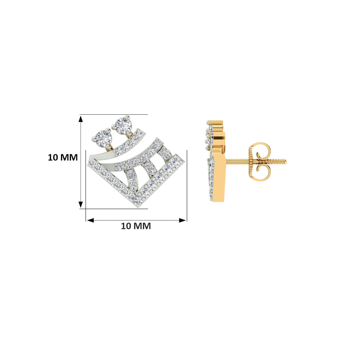 18k Yellow Gold and Diamond Stud with gold weight of 3.03g